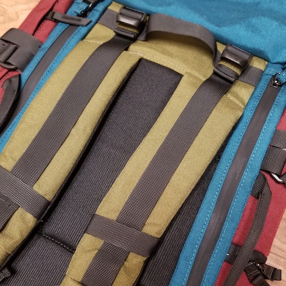 Doughnut Bags Nwt Doughnut Traveler Hk 35l Denim X Wine Hiking Backpack Poshmark